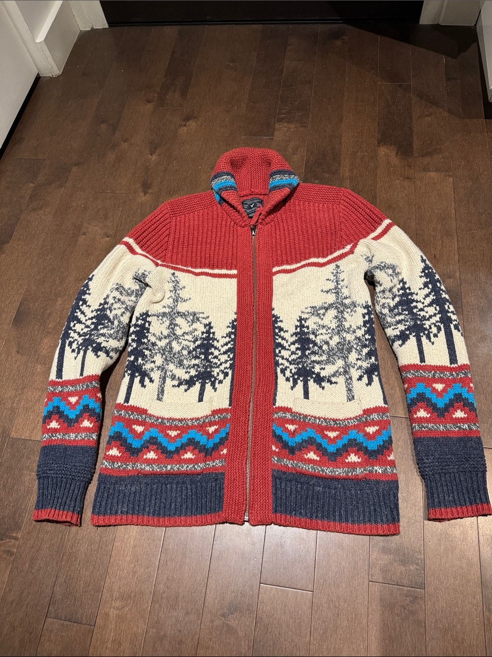 American Eagle Outfitters 🦅 Alpine Patterned Zip-Up Sweater - Unisex